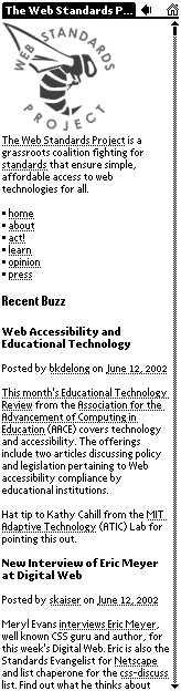 Webstandards.org, as seen in Palm.