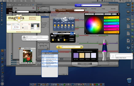 Screenshot of my Mac OSX dashboard, showing widgets used.