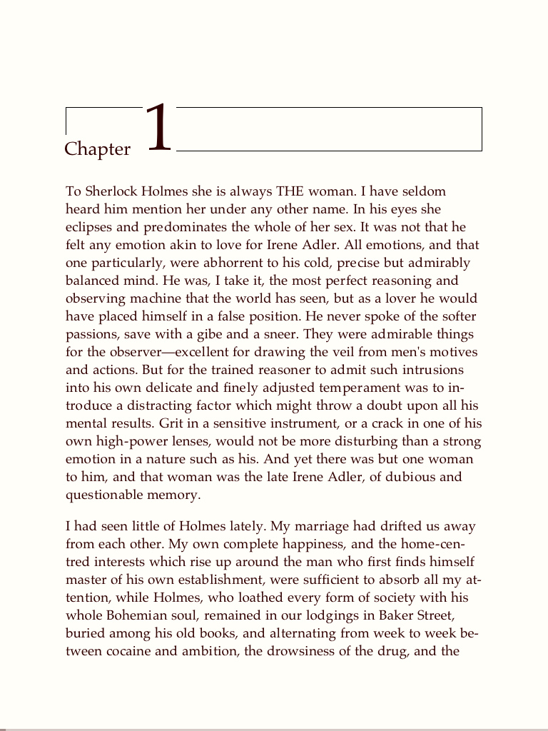 A Scandal in Bohemia, by Conan Doyle, as viewed in Stanza.